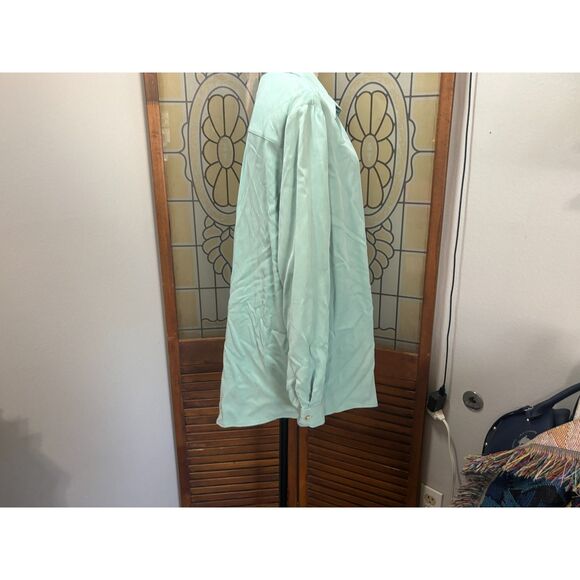 Soft Surroundings Teal Tencel Button Down Tunic Oval Buttons Style 10320 Size L - Picture 3 of 13